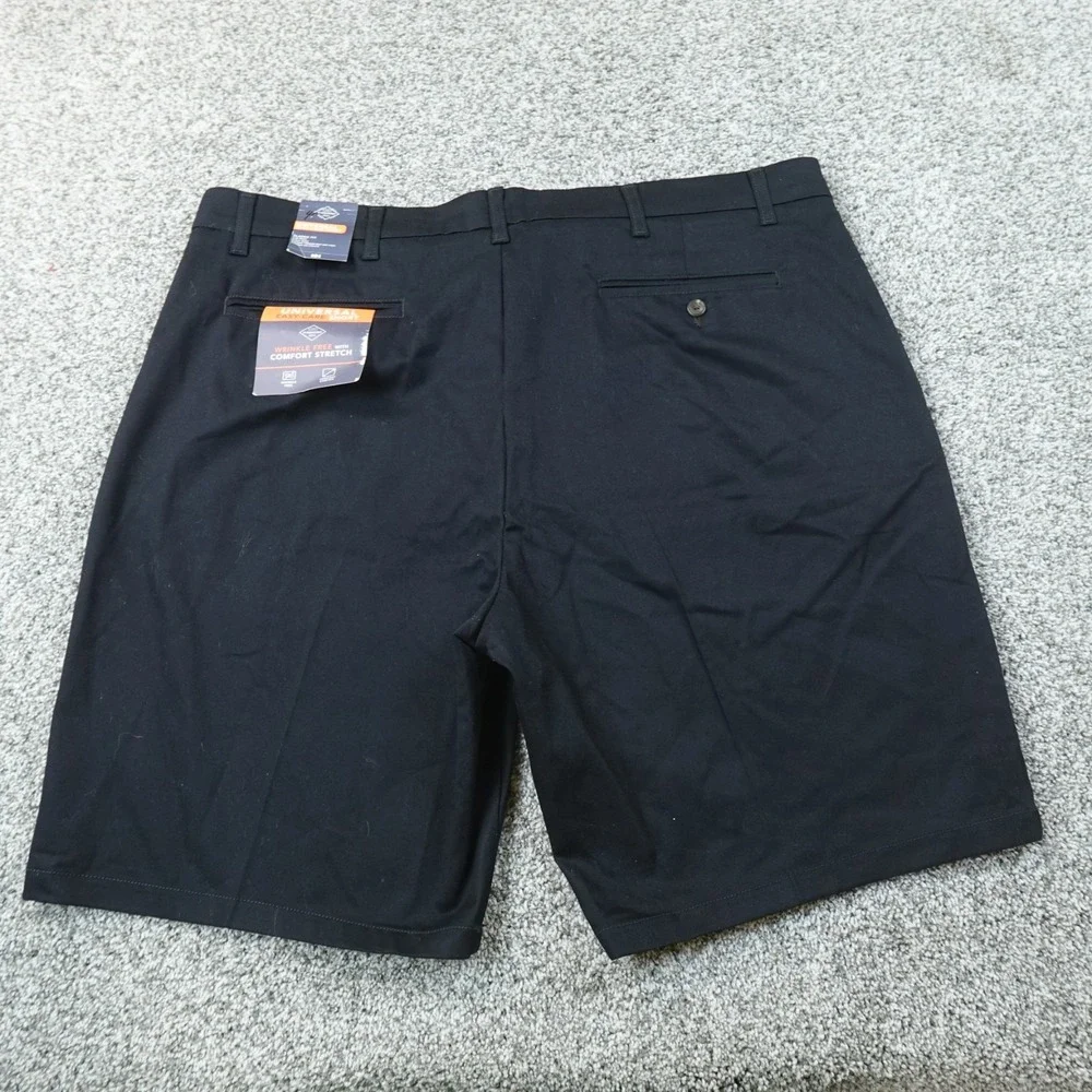 NEW St Johns Bay Shorts Mens 48 Black Chino Flat Front Comfort Stretch Flex Golf